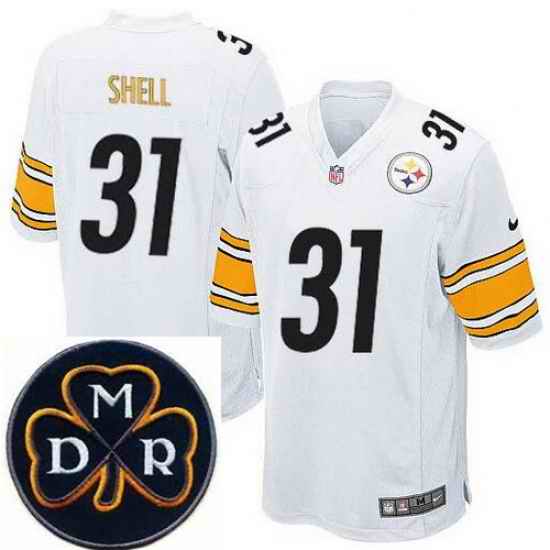Men's Nike Pittsburgh Steelers #31 Donnie Shell Elite White NFL MDR Dan Rooney Patch Jersey